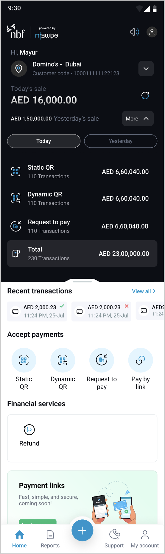 Merchant dashboard